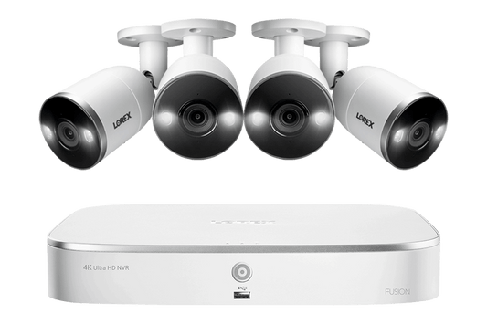 Lorex Fusion 4K+ Wired System with 4-4K Deterrence Spotlight Cameras with Installation